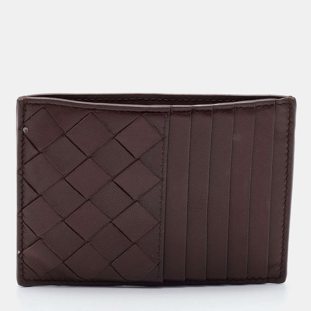 BOTTEGA VENETA Brown Intrecciato Leather Zip Card Holder - Picture 1 of 8